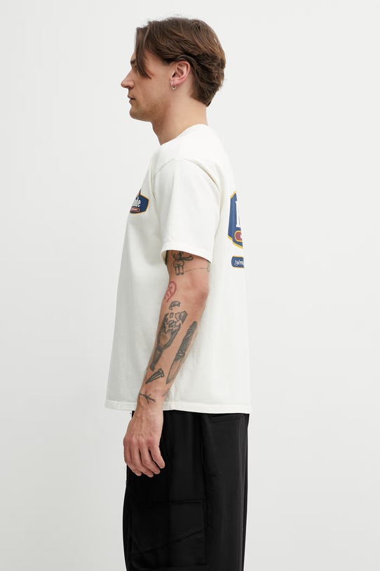 RHUDE Racing Crest T-shirt męski bawełniany RHSS26TT04012 beżowy SS26