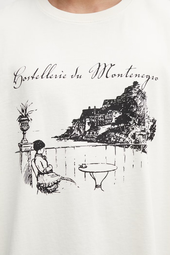 RHUDE Montenegro Morada T-shirt bawełniany męski beżowy RHSS26TT06012