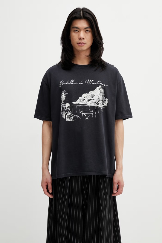 RHUDE Montenegro Morada T-shirt męski bawełniany czarny RHSS26TT06012