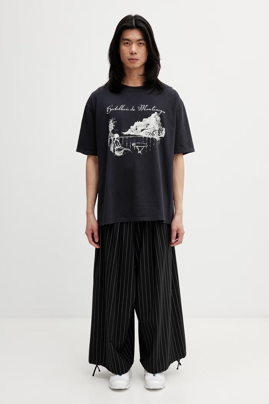 RHUDE Montenegro Morada T-shirt męski bawełniany RHSS26TT06012 czarny