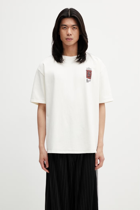 Odzież RHUDE Fumar 91 T-shirt męski bawełniany RHSS26TT07012 beżowy