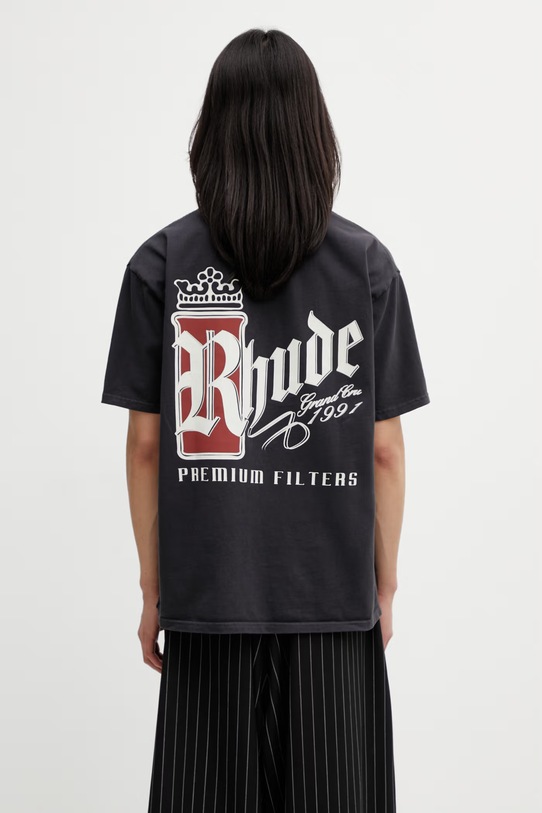 RHUDE Fumar 91 T-shirt męski bawełniany czarny RHSS26TT07012