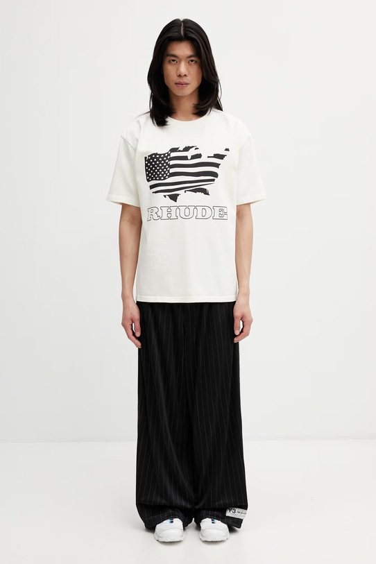 RHUDE Banner Tee T-shirt bawełniany męski RHSS26TT08012 beżowy