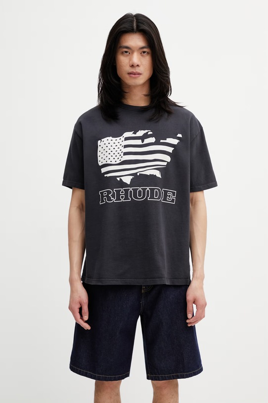 RHUDE Banner Tee T-shirt bawełniany męski czarny RHSS26TT08012