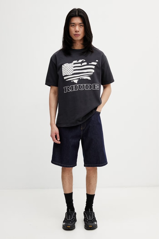 RHUDE Banner Tee T-shirt bawełniany męski RHSS26TT08012 czarny