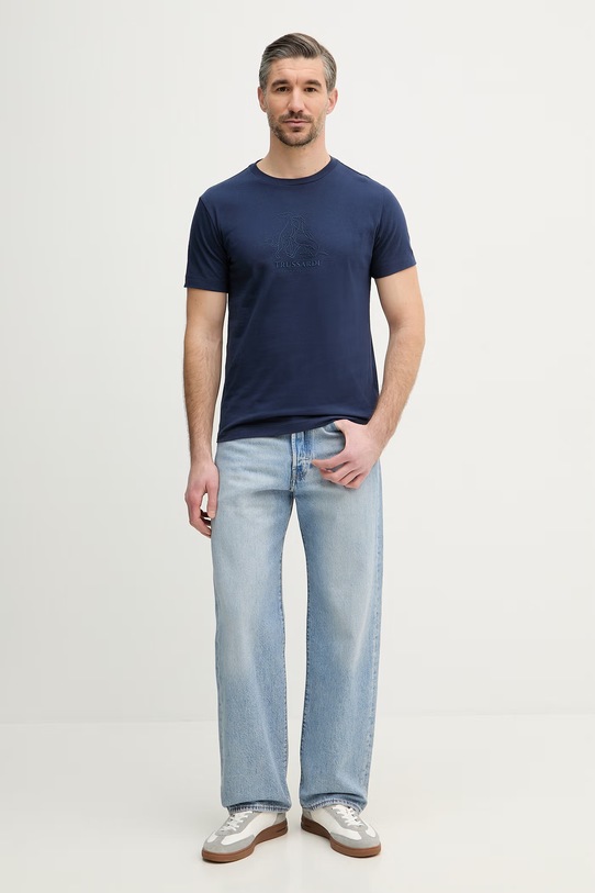 Trussardi t-shirt bawełniany G0278300125N granatowy SS26