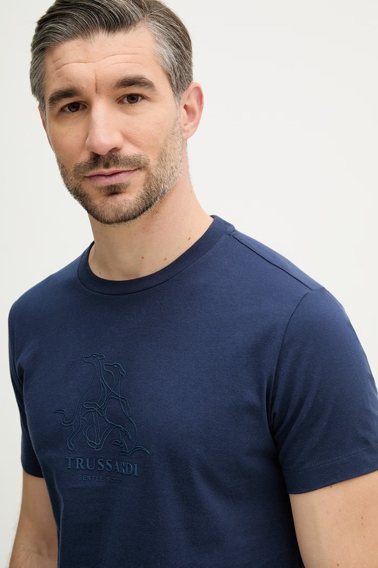 Trussardi t-shirt bawełniany granatowy G0278300125N