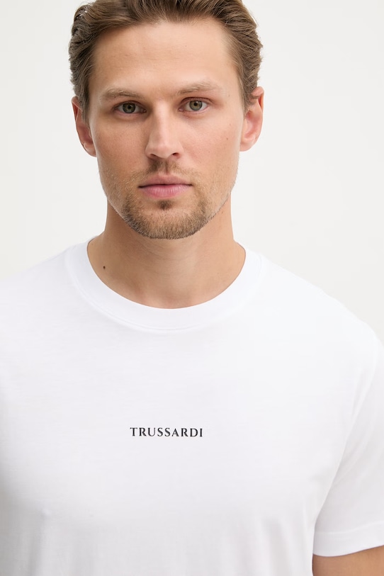 Trussardi t-shirt męski bawełniany biały G0428000094N