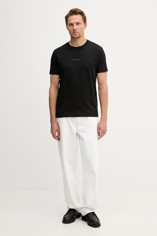 Trussardi t-shirt męski bawełniany G0428000094N czarny SS26