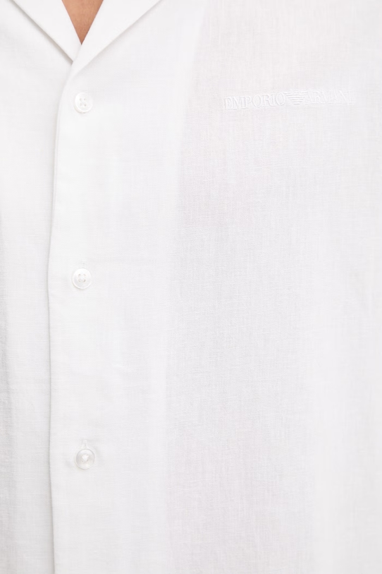 Košulja s dodatkom lana Emporio Armani Underwear EM000593.AF20590 bijela