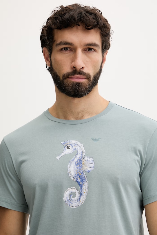 Odzież Emporio Armani Underwear t-shirt męski bawełniany EM000574.AF20447 turkusowy