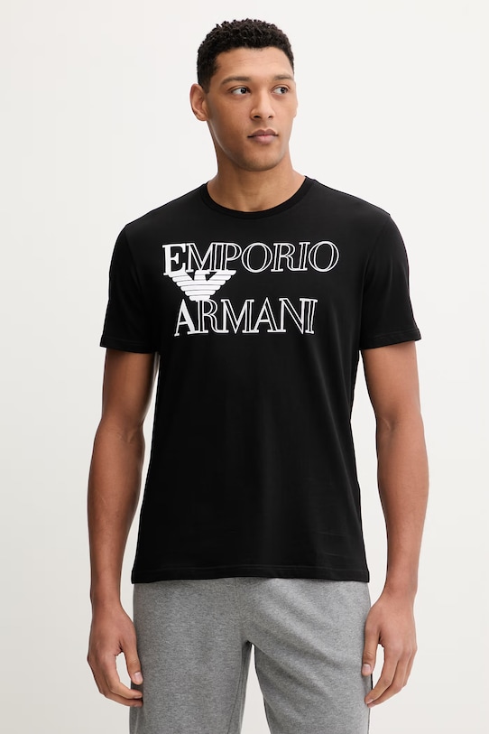 Bavlnené tričko Emporio Armani Underwear potlač čierna EM000574.AF20434