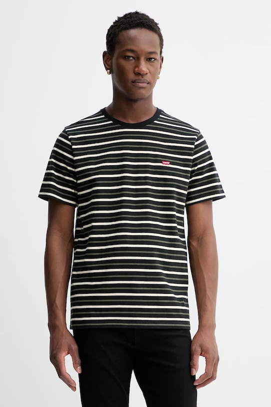 Βαμβακερό μπλουζάκι Levi's SS ORIGINAL HM TEE εμπριμέ μαύρο 56605.0303