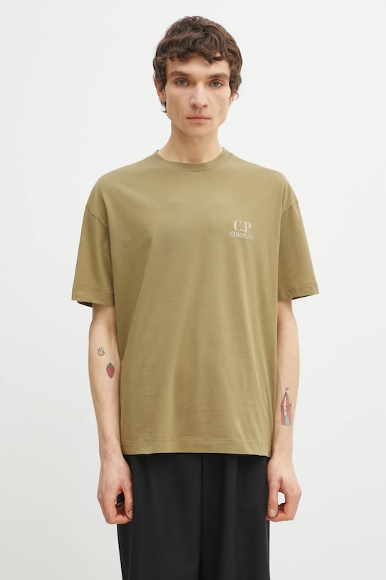 Odzież C.P. Company t-shirt bawełniany 20CMTS086A005100W zielony