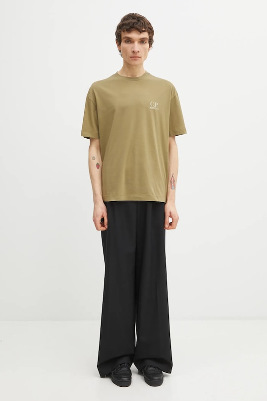 Βαμβακερό μπλουζάκι C.P. Company 20CMTS086A005100W πράσινο