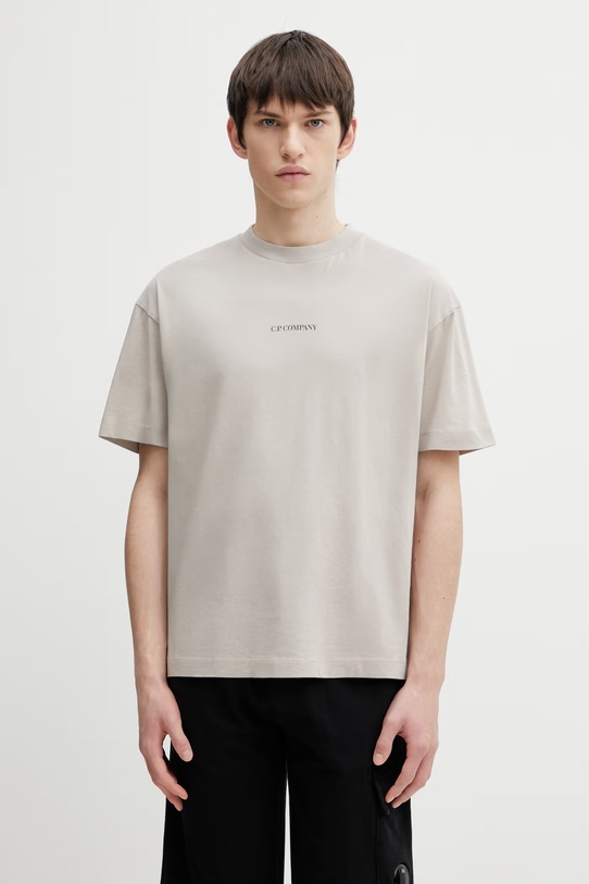 C.P. Company t-shirt bawełniany nadruk beżowy 20CMTS087A005100W