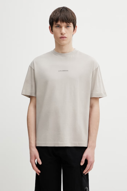 C.P. Company t-shirt bawełniany nadruk beżowy 20CMTS087A005100W