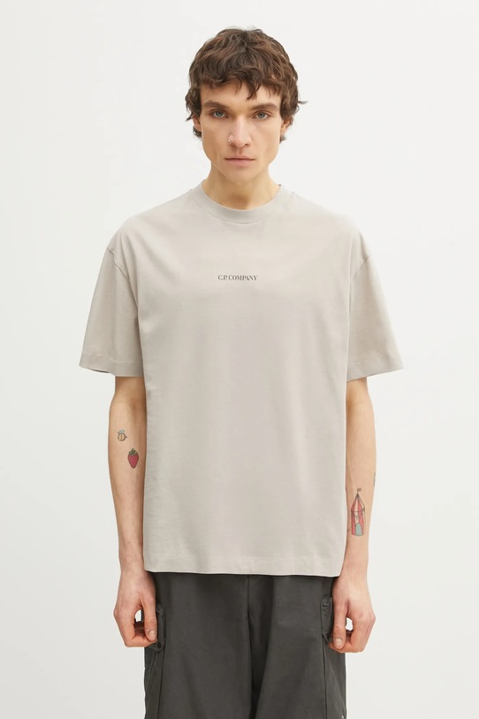 Odzież C.P. Company t-shirt bawełniany 20CMTS087A005100W beżowy