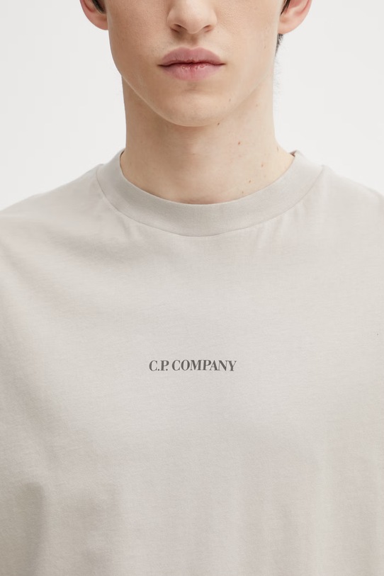 C.P. Company t-shirt bawełniany beżowy 20CMTS087A005100W