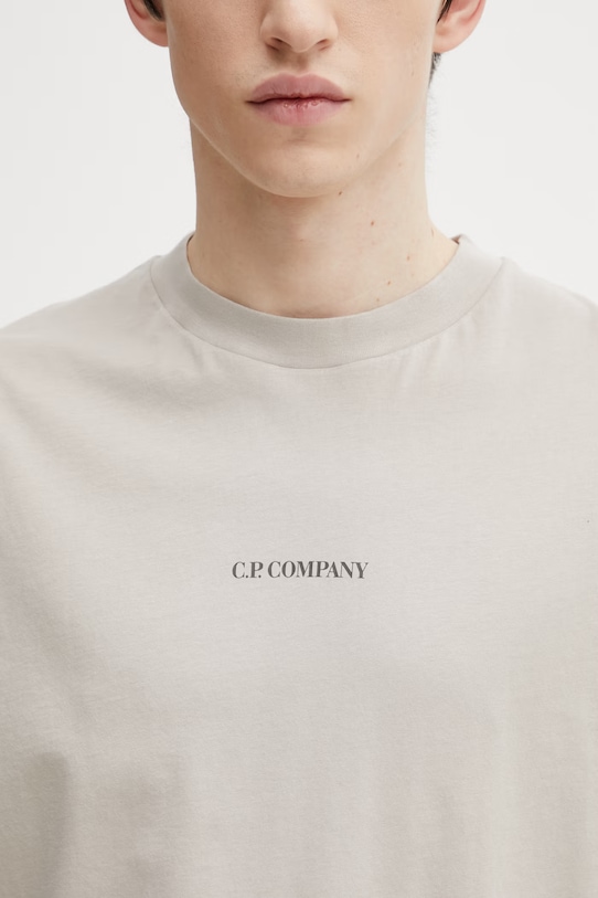 C.P. Company t-shirt bawełniany beżowy 20CMTS087A005100W