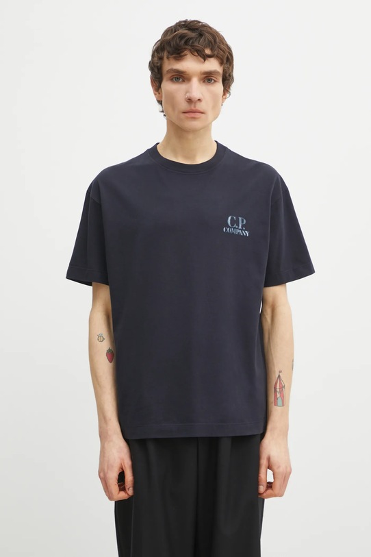 Odzież C.P. Company t-shirt bawełniany 20CMTS143A110579W granatowy