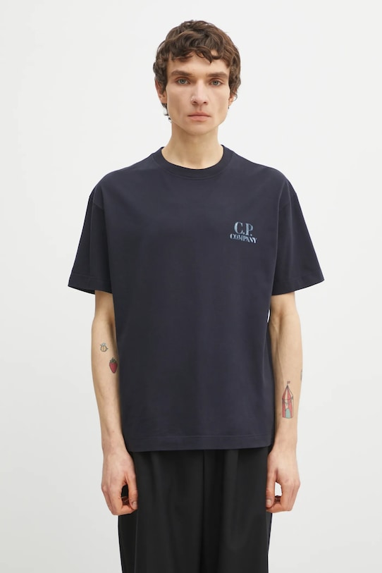 Odzież C.P. Company t-shirt bawełniany 20CMTS143A110579W granatowy