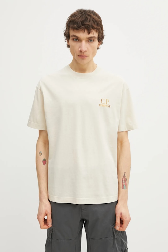 C.P. Company t-shirt in cotone regolare beige 20CMTS143A110579W