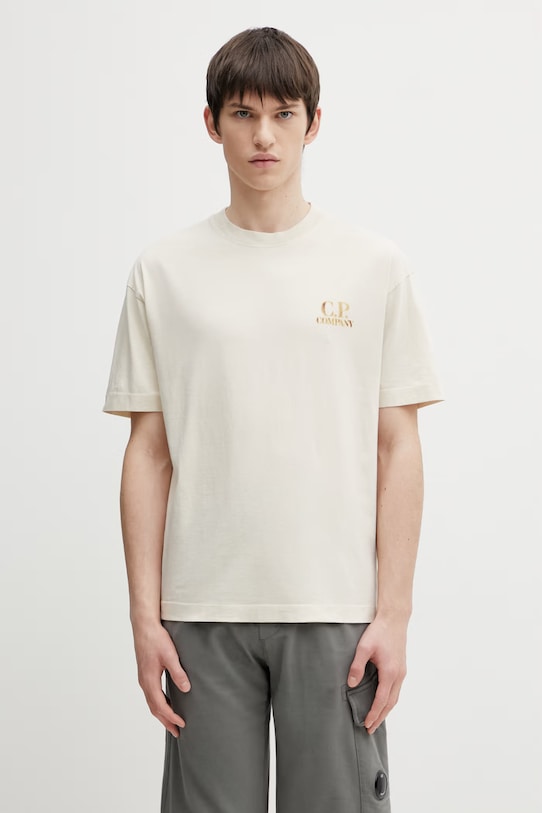 Odzież C.P. Company t-shirt bawełniany 20CMTS143A110579W beżowy