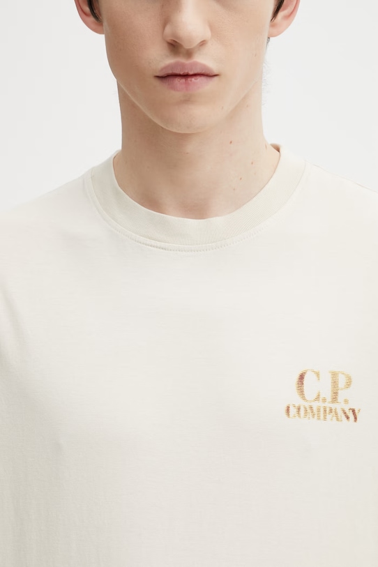 C.P. Company t-shirt bawełniany beżowy 20CMTS143A110579W