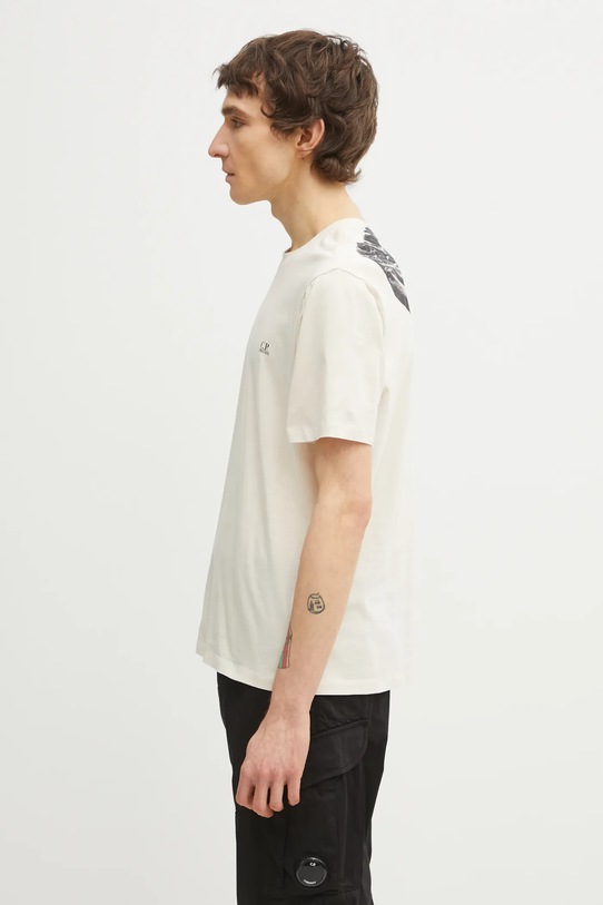 Βαμβακερό μπλουζάκι C.P. Company 20CMTS725A005100W μπεζ SS26