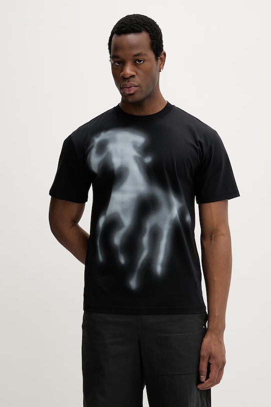 Heliot Emil t-shirt bawełniany wzorzyste czarny SS26PRE.M.09.159.BLK01