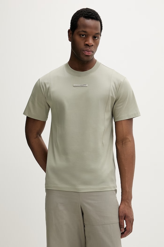 Heliot Emil t-shirt bawełniany aplikacja zielony SS26PRE.M.09.139.LDG23