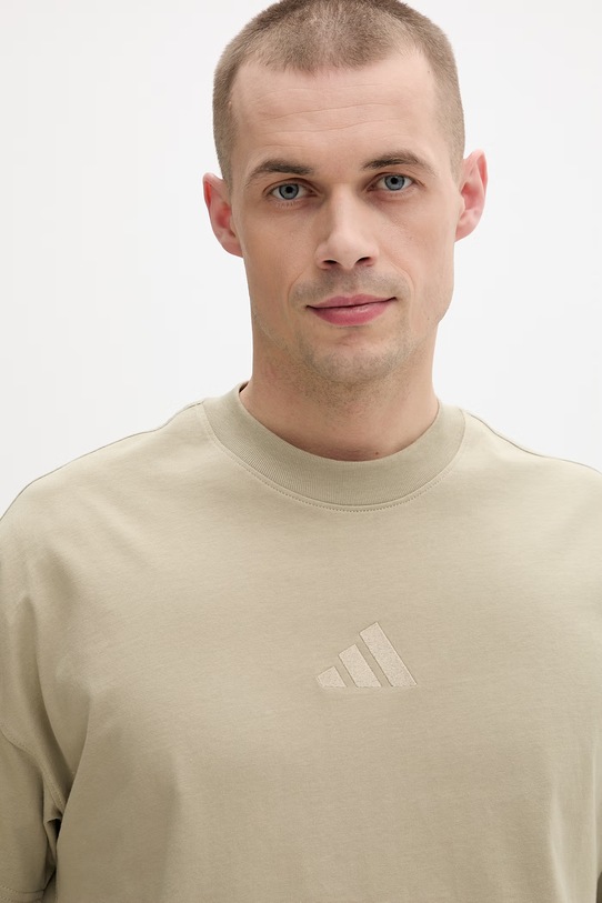 Adidas t-shirt basic męski bawełniany zielony KC3187