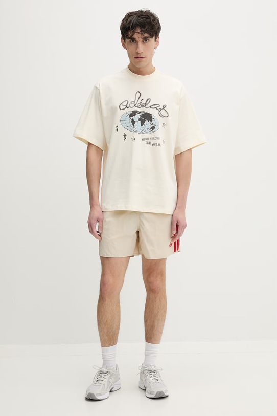 adidas Originals t-shirt męski bawełniany KU9207 beżowy SS26