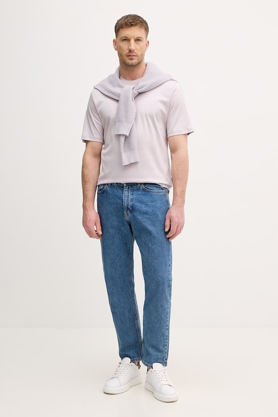 Sisley t-shirt męski bawełniany 3H6TS104S fioletowy SS26