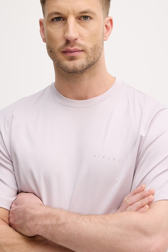 Sisley t-shirt męski bawełniany fioletowy 3H6TS104S