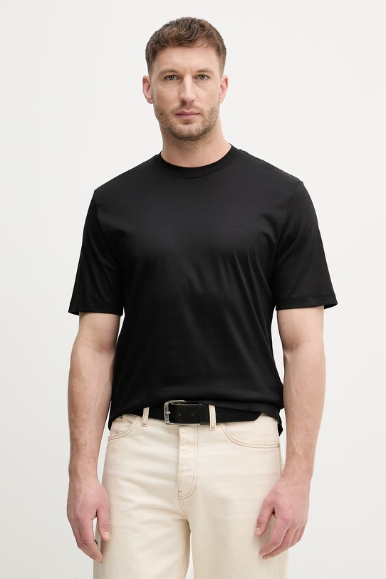 Sisley majica za muškarce od pamuka crna 3H6TS104S