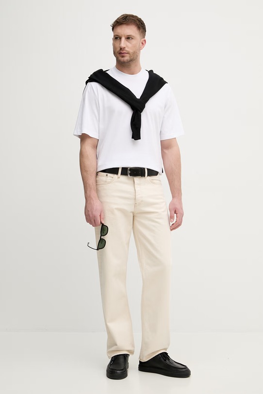 Sisley t-shirt męski bawełniany 3UYBS104T. biały SS26