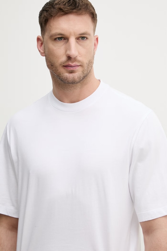 Sisley t-shirt męski bawełniany biały 3UYBS104T.