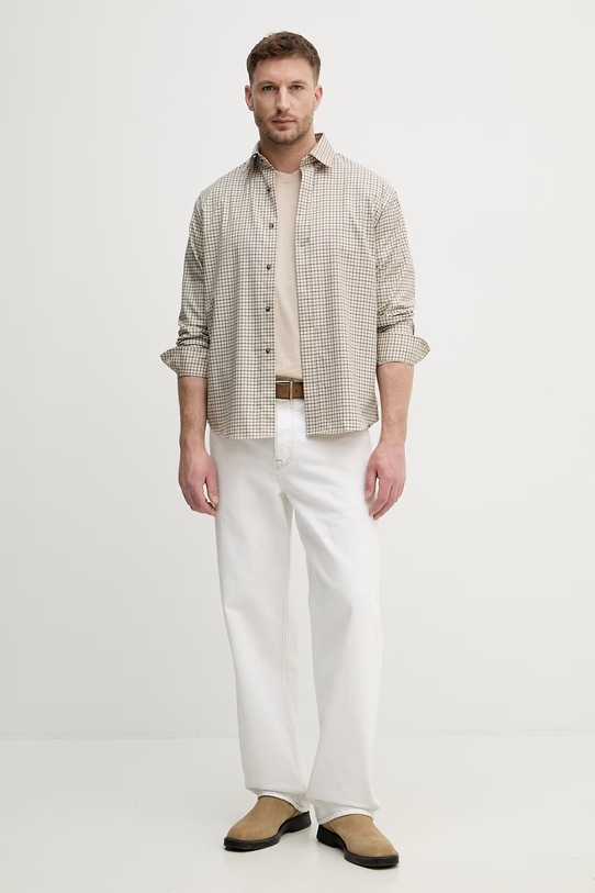 Sisley t-shirt męski bawełniany 3UYBS104T. beżowy SS26