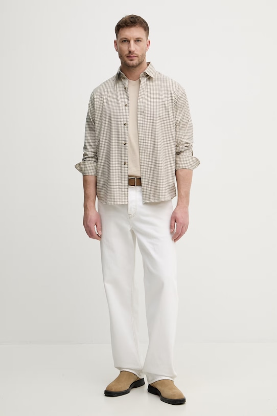 Sisley t-shirt męski bawełniany 3UYBS104T. beżowy SS26