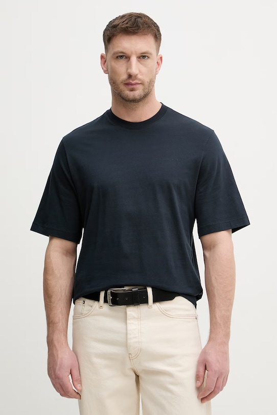 Sisley t-shirt męski bawełniany granatowy 3UYBS104T.