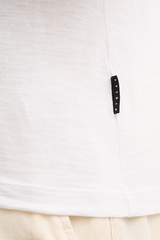 Pánske bavlnené tričko Sisley 3WF0S1052 biela