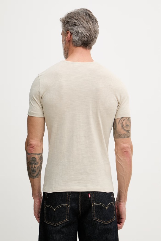 Oblečenie Pánske bavlnené tričko Sisley 3WF0S1052 béžová