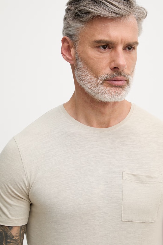 Pánske bavlnené tričko Sisley béžová 3WF0S1052