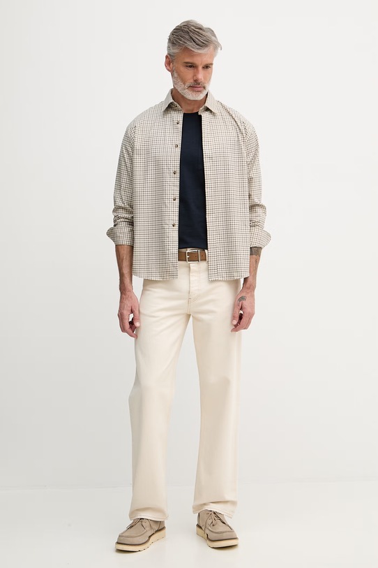 Pánske bavlnené tričko Sisley 3WF0S1052 tmavomodrá SS26