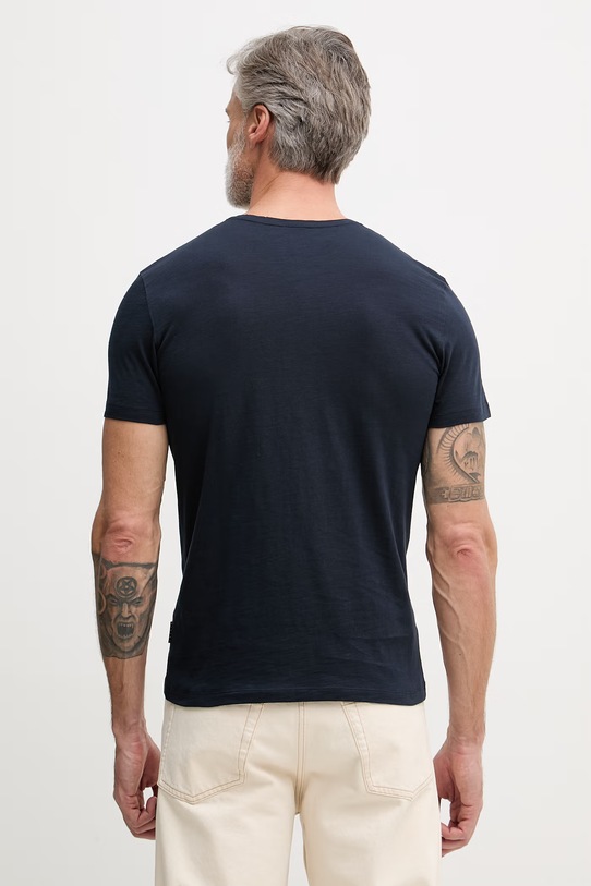 Oblečenie Pánske bavlnené tričko Sisley 3WF0S1052 tmavomodrá