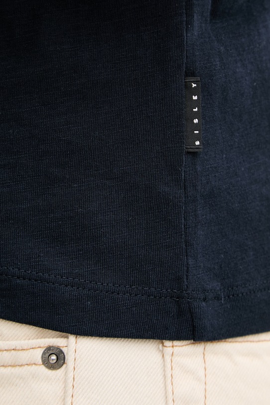 Pánske bavlnené tričko Sisley 3WF0S1052 tmavomodrá