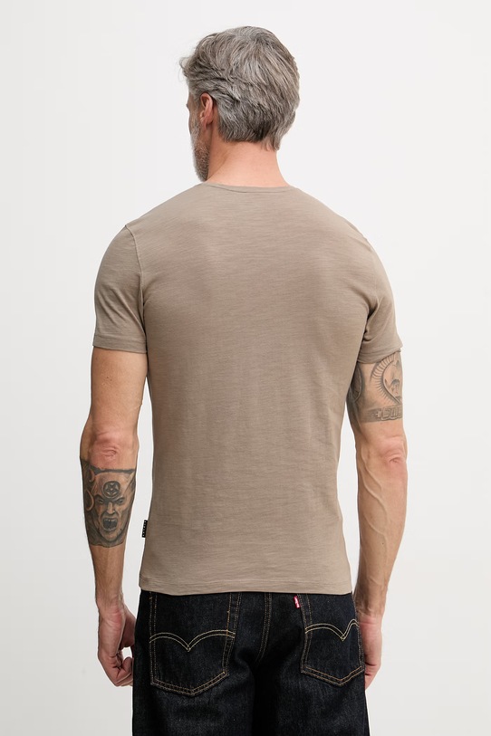 Oblečenie Pánske bavlnené tričko Sisley 3WF0S1052 hnedá