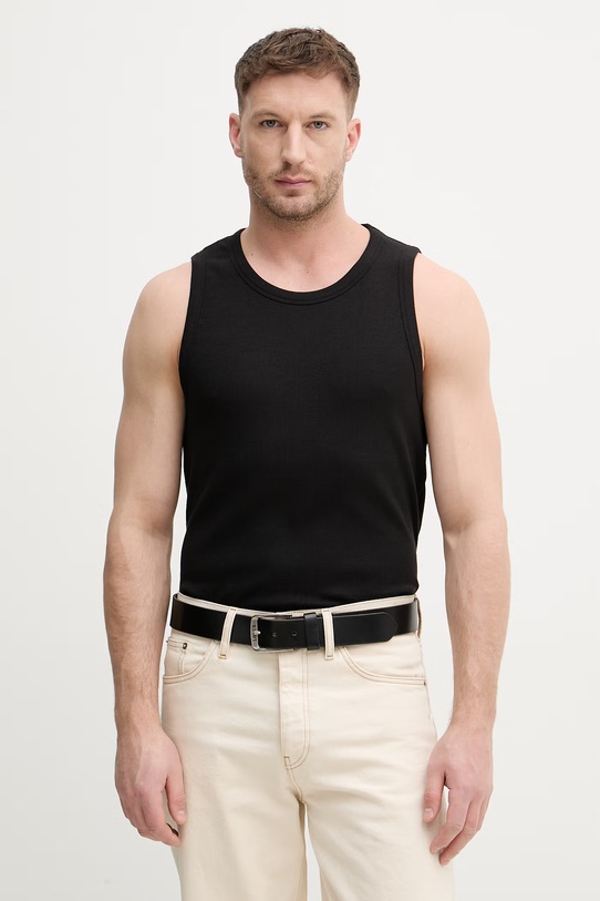 Sisley top męski z bawełną czarny 3WIZSH002